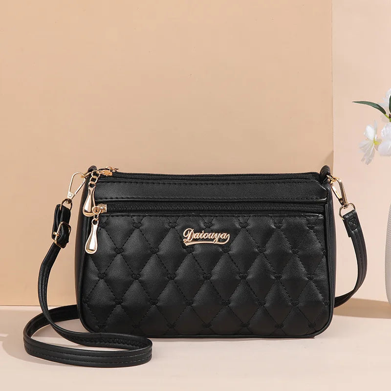 Elegant Embroidered PU Leather Messenger Bag