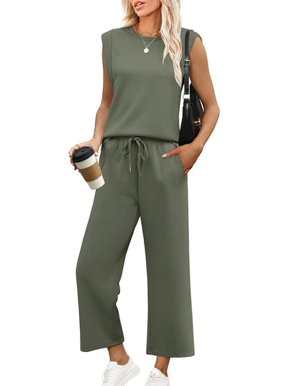 Relaxed Sleeveless Vest & Pants Set