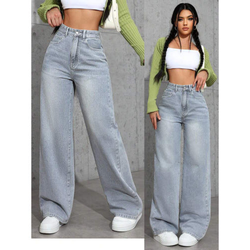 High Waist Straight Leg Jeans