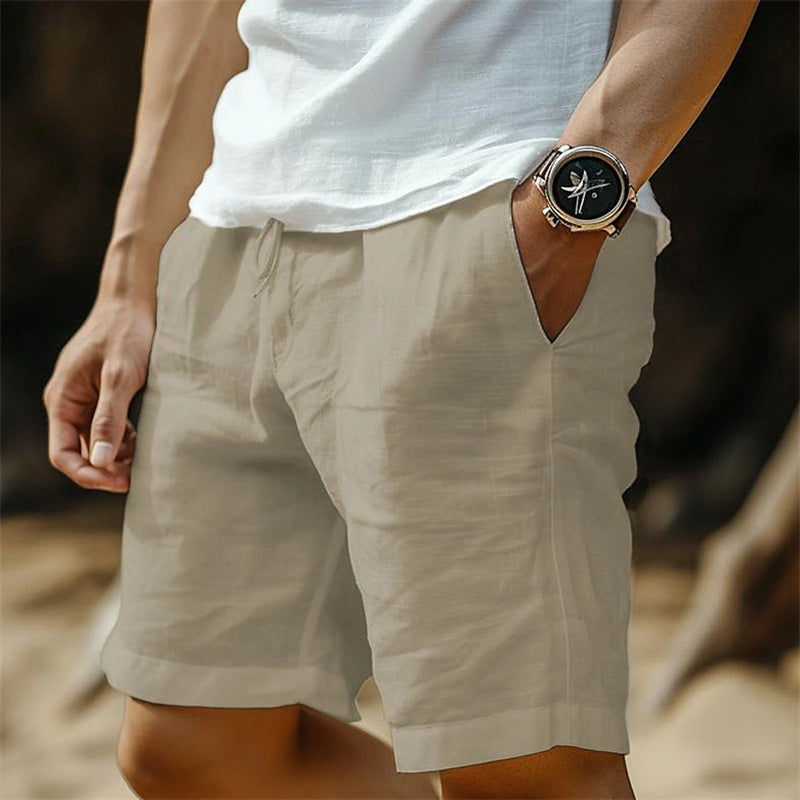 "Men's Cotton-Linen Drawstring Shorts"
