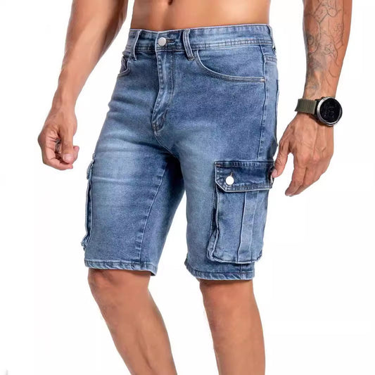 "Men's Multi-Pocket Workwear Jeans - 5-Point Design"