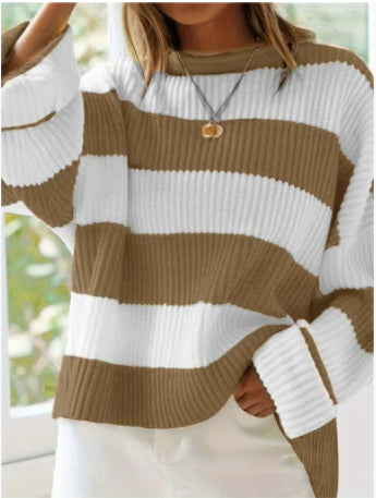 Striped Batwing Sleeve Sweater