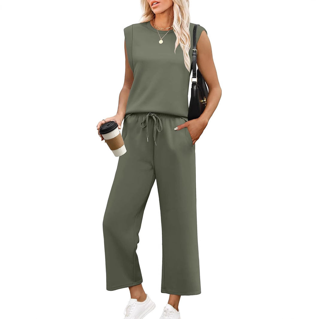 Relaxed Sleeveless Vest & Pants Set
