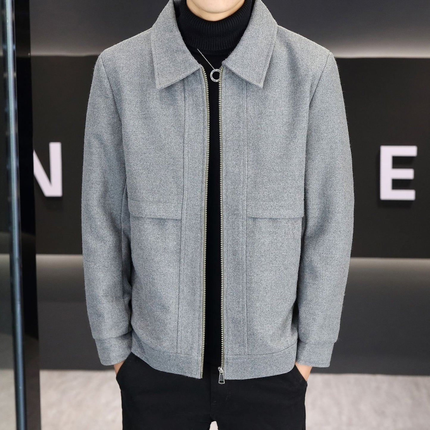: Men's Casual Polo Collar Jacket