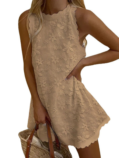 Casual Loose Ruffled Vest Dress