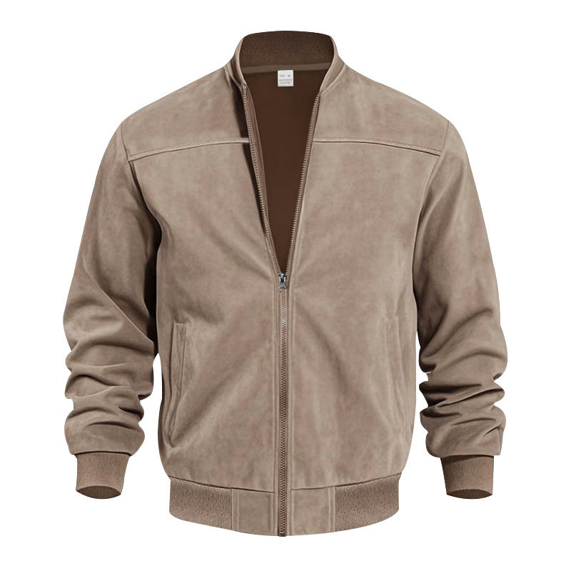 Men's Suede Zipper Jacket - Stylish and Comfortable