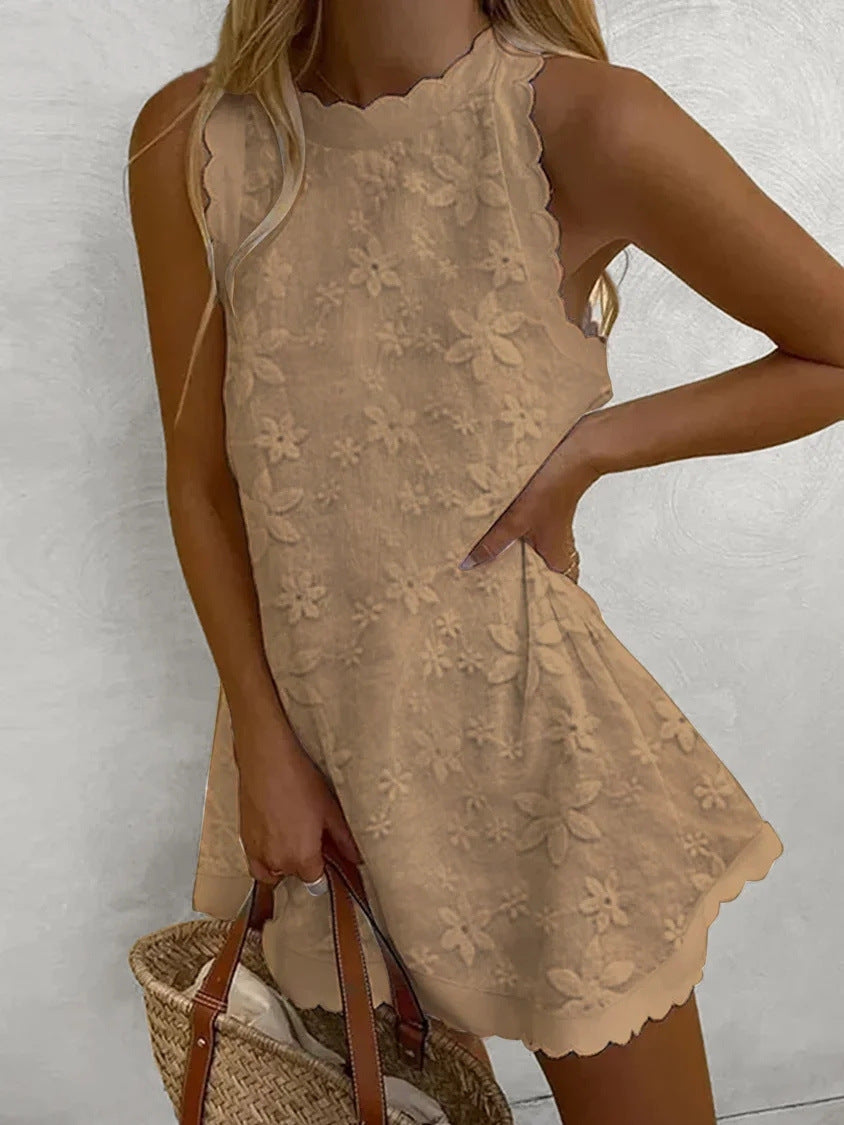 Casual Loose Ruffled Vest Dress