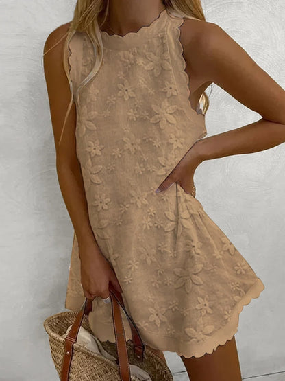 Casual Loose Ruffled Vest Dress