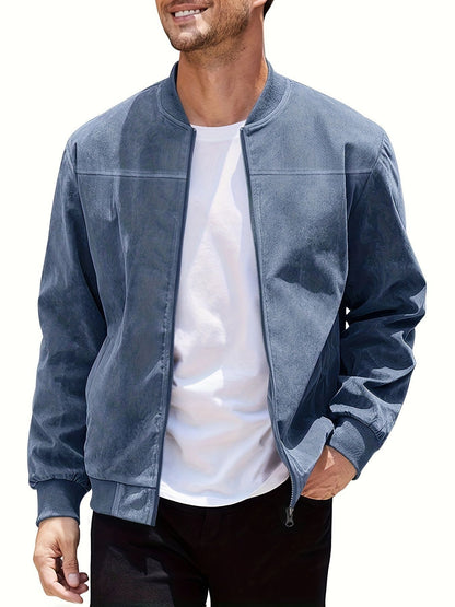 Men's Suede Zipper Jacket - Stylish and Comfortable
