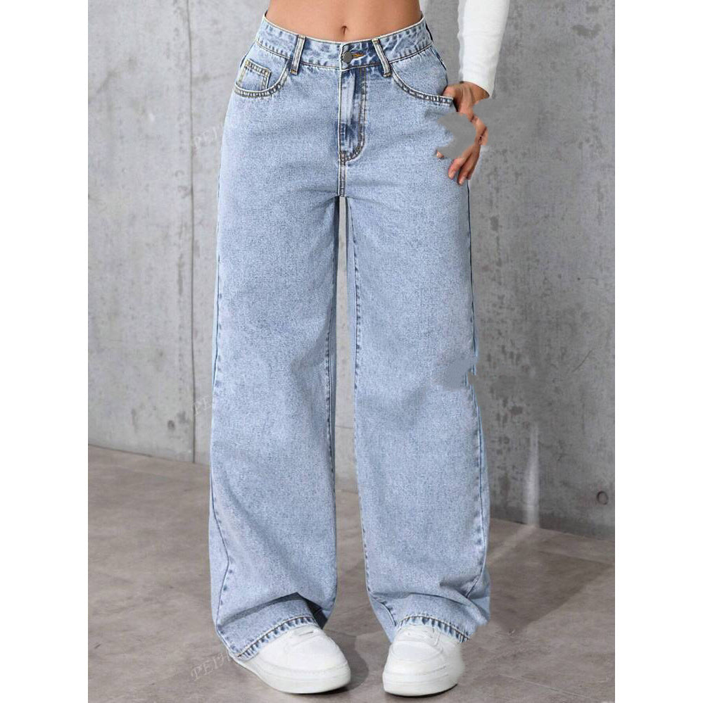 High Waist Straight Leg Jeans