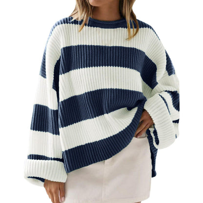 Striped Batwing Sleeve Sweater