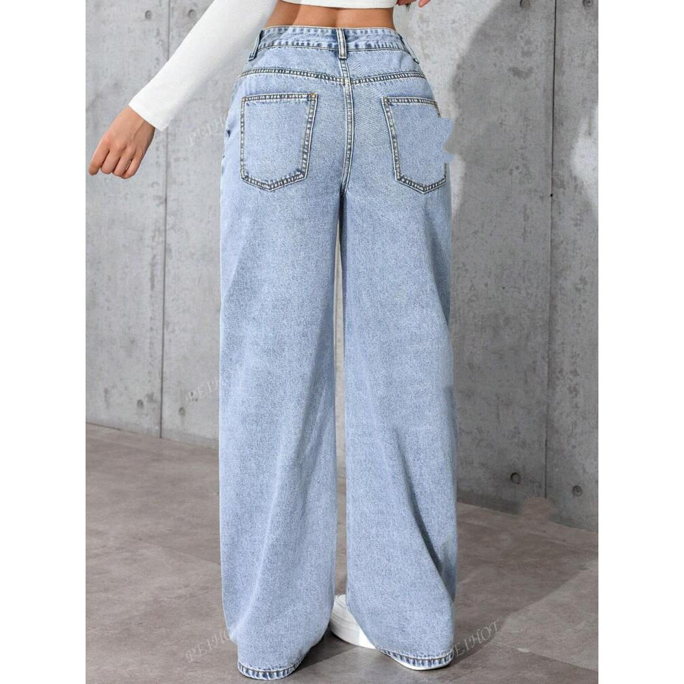 High Waist Straight Leg Jeans