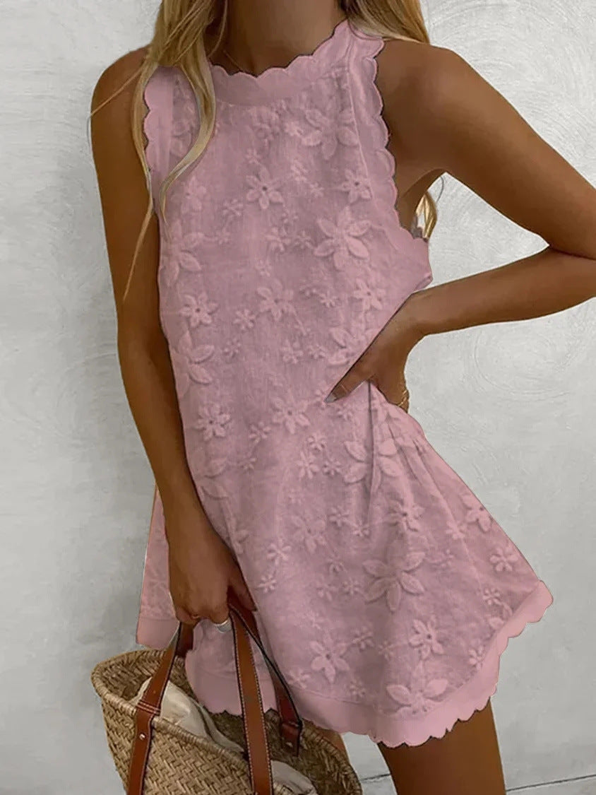 Casual Loose Ruffled Vest Dress