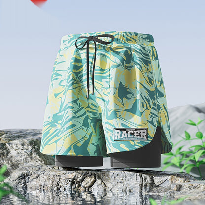"Men's Double-Layer Five-Point Swim Trunks"